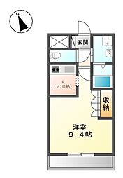 フォレスト　ハイム 2階1Kの間取り