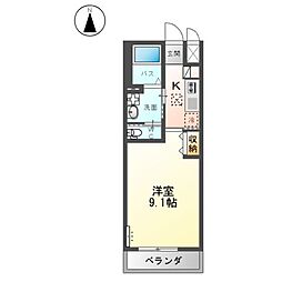 エンプレスV 1階1Kの間取り