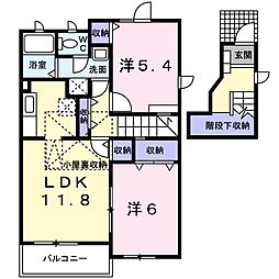 メゾン・ボヌールD 2LDKの間取図画像