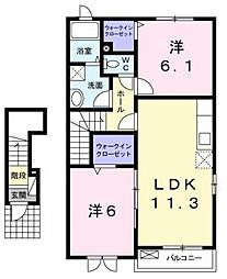 サンアークビレッジ 2LDKの間取図画像