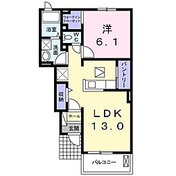 メゾン・ド・リヴィエールD 1LDKの間取図画像