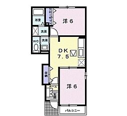 フレッサ　I 1階2DKの間取り