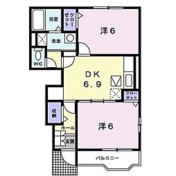 ソレアード・ローマ 2DKの間取図画像