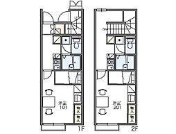 レオパレスカスティージョ天良 1Kの間取図画像