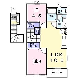 サンリットヴィラ 2階2LDKの間取り