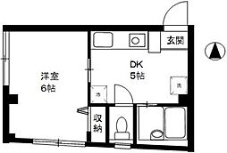 京急本線 雑色駅 徒歩8分の賃貸マンション 1階1DKの間取り