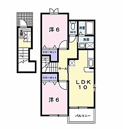ハイツ　ナリッシュ　3 2階2LDKの間取り