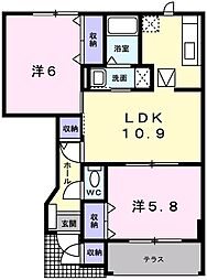 ソレアードA 2LDKの間取図画像