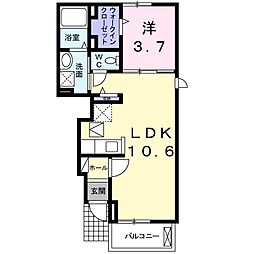 東武小泉線 西小泉駅 徒歩32分の賃貸アパート 1階1LDKの間取り