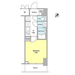 Dormouse和 1Kの間取図画像