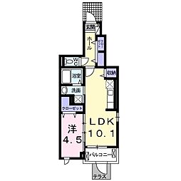 ラビスタリラ 1階1LDKの間取り