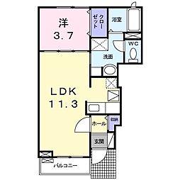 メゾンみのる 1LDKの間取図画像