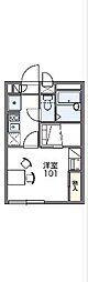 レオパレスエクレール 1Kの間取図画像