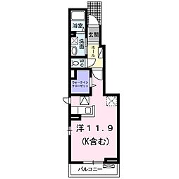 ワレアハレ中海岸 ワンルームの間取図画像