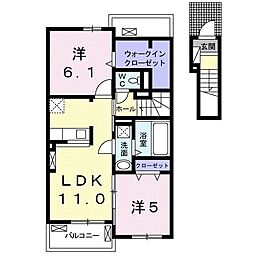 ブライトタウンジュンサウス 2LDKの間取図画像