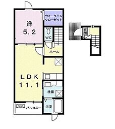 メゾン・ド・クレール 2階1LDKの間取り