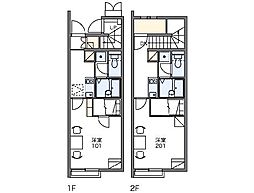 レオネクストプラム 2階1Kの間取り