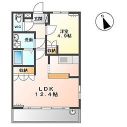 メイ・フルール　I 1階1LDKの間取り