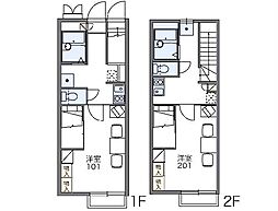 レオパレスグリーンゲート2 1Kの間取図画像