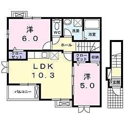 エバーグレーズ 2LDKの間取図画像