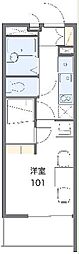 レオパレス可美 1Kの間取図画像