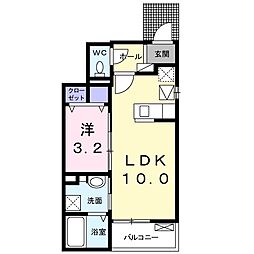 ハッピーワン 1階1LDKの間取り