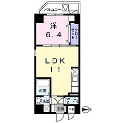 シェロ・ガーデン 4階1LDKの間取り