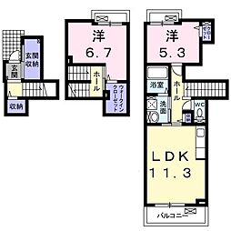 メルヴェイユ 2LDKの間取図画像