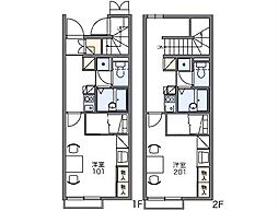 レオパレスリムジン 1Kの間取図画像