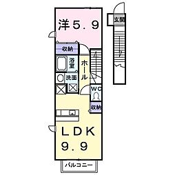 アメティスタ西新井 2階1LDKの間取り