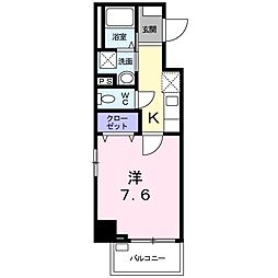 ゴールドリーフ 4階1Kの間取り