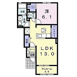 サウスウイング 1LDKの間取図画像