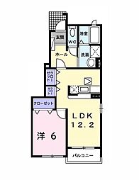 エアリーランドＢ 1階1LDKの間取り