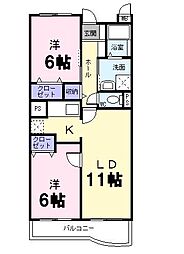 アンソレイエC 2LDKの間取図画像