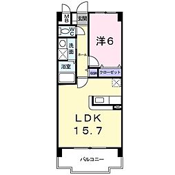 サングリアル 1LDKの間取図画像