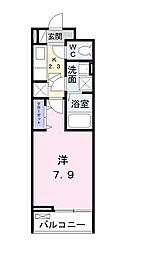 メゾンドール君津 1Kの間取図画像