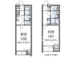 クレイノアルコーブ 1Kの間取図画像
