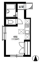 JR京浜東北・根岸線 鶴見駅 徒歩10分の賃貸アパート 1階ワンルームの間取り