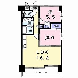 スカイライフII 4階2LDKの間取り
