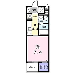 コンティネント 1Kの間取図画像