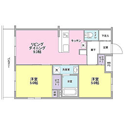 フェリオ鵜の木 2LDKの間取図画像