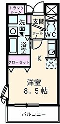 ローズスクエア ワンルームの間取図画像