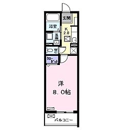 キャッスル横前 1Kの間取図画像