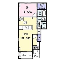 クノッシボア2 1LDKの間取図画像