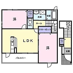 パッシィオーネ1 2LDKの間取図画像