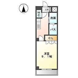名古屋市営名港線 日比野駅 徒歩10分の賃貸マンション 2階1Kの間取り