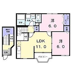 クレストール伊福 2LDKの間取図画像