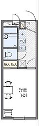 レオパレスグランロウム 2階1Kの間取り