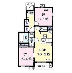 キラーナ　II 1階2LDKの間取り