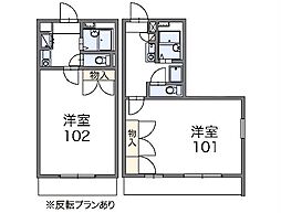 東武伊勢崎線 太田駅 徒歩31分の賃貸マンション 2階1Kの間取り